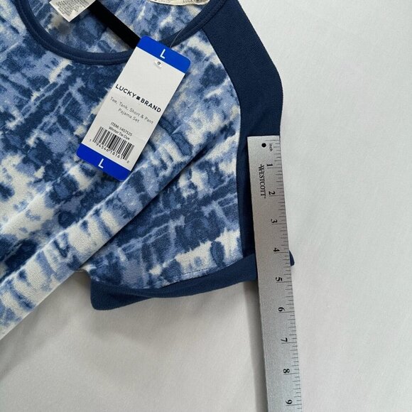 Lucky Brand Pajama Top Womens Sz L Tie Dye Round Neck Cuff Dolman Sleeve Blue - Picture 8 of 10